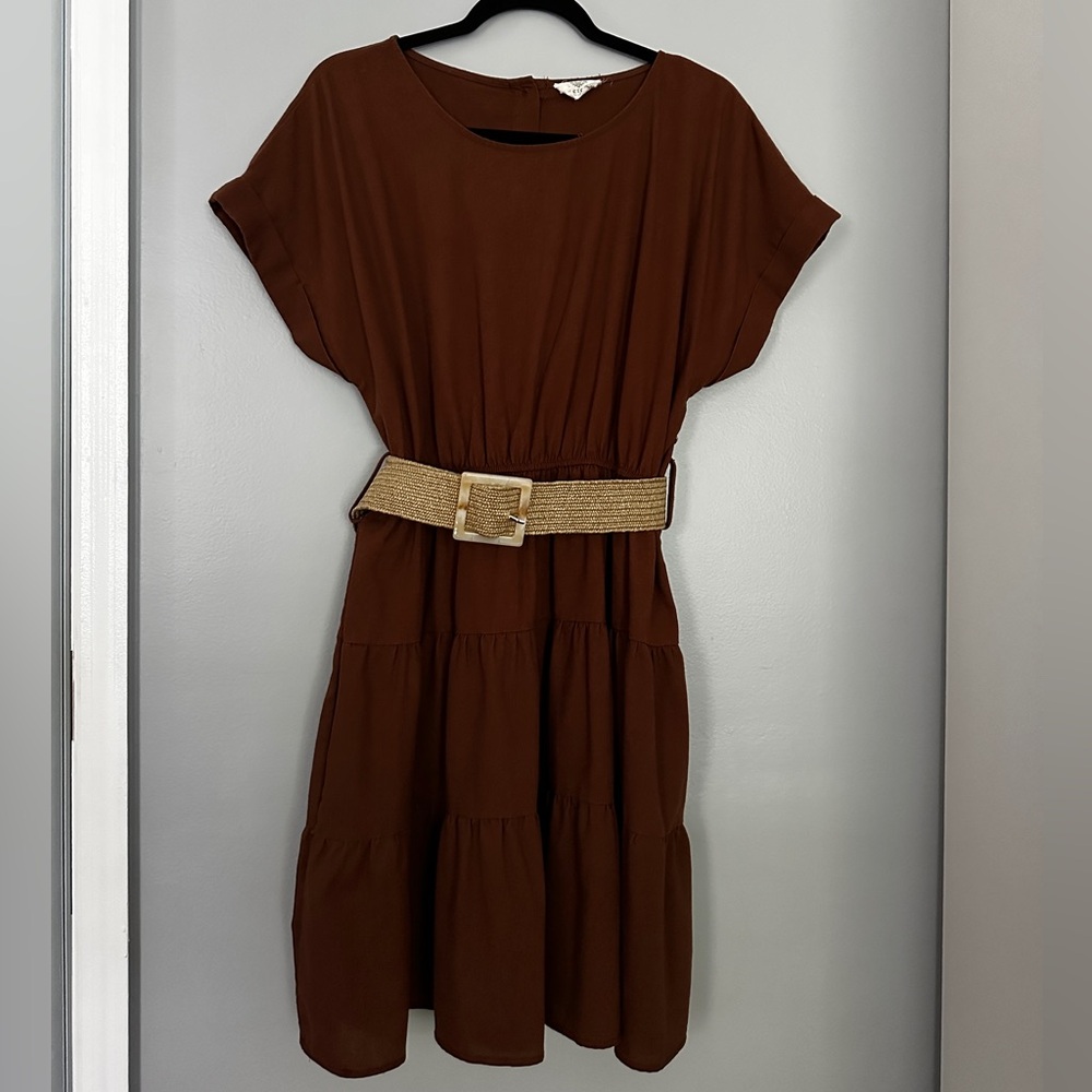 Belted Tiered Dress